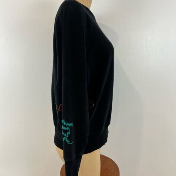 Aritzia Wilfred Free Women’s Small Black Floral Embroidered Pullover Sweater - Picture 5 of 14